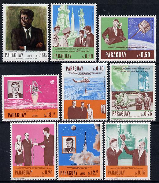 Paraguay 1967 Kennedy perf set of 9 unmounted mint, stamps on kennedy  personalities    space      helicopter