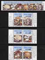 Tonga 1997 Fungi perf set of 12 (Strip of 6 & 3 se-tenant pairs) each opt'd SPECIMEN unmounted mint, as SG 1409-20, stamps on , stamps on  stamps on fungi