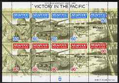 Tonga - Niuafo'ou 1995 50th Anniversary of End of Second World War in the Pacific, perf sheetlet containing 10 values each opt'd SPECIMEN unmounted mint, as SG 223a, stamps on , stamps on  stamps on , stamps on  stamps on  ww2 , stamps on  stamps on militaria, stamps on  stamps on tanks