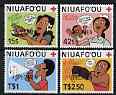 Tonga - Niuafo'ou 1987 Red Cross Preventative Medicine perf set of 4 each opt'd SPECIMEN unmounted mint, as SG 90-93, stamps on , stamps on  stamps on insects, stamps on  stamps on alcohol, stamps on  stamps on drugs, stamps on  stamps on tobacco, stamps on  stamps on red cross, stamps on  stamps on medical, stamps on  stamps on nurses, stamps on  stamps on boxing