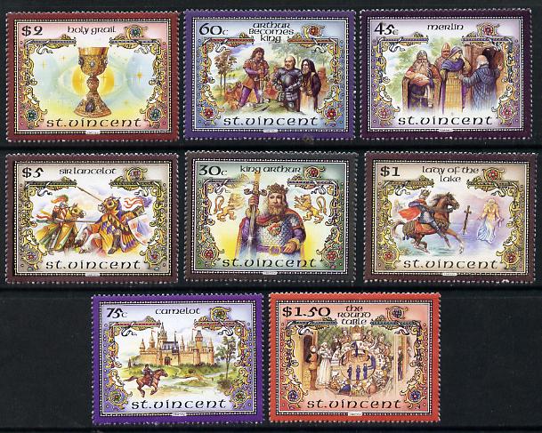 St Vincent 1986 Legend of King Arthur set of 8 unmounted mint, SG 1026-33*, stamps on , stamps on  stamps on royalty    history    mythology