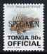 Tonga 1993-95 Lionfish 80s (from Marine Life def set) optd OFFICIAL & SPECIMEN, as SG O255 unmounted mint, stamps on marine life, stamps on fish