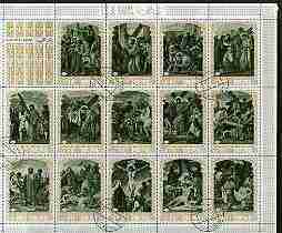 Ras Al Khaima 1970 The Death of Christ perf sheetlet containing set of 14 values fine cto used, Mi  498-511, stamps on , stamps on  stamps on religion, stamps on  stamps on easter