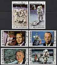 Ras Al Khaima 1972 Apollo 14 perf set of 6 cto used, Mi 702-706A*, stamps on space, stamps on apollo