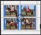 Sharjah 1972 Horses perf sheetlet containing set of 4 fine cto used, Mi 1296-99, stamps on horses