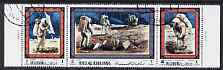 Ras Al Khaima 1970 Apollo 12 perf strip of 3 fine cto used, stamps on space, stamps on apollo