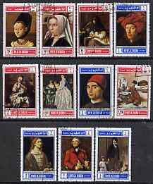 Umm Al Qiwain 1968 Paintings perf set of 11 cto used, Mi 243-53A 