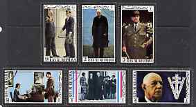 Ras Al Khaima 1972 Charles De Gaulle perf set of 6 cto used, Mi 670-75A*, stamps on constitutions, stamps on de gaulle, stamps on personalities, stamps on de gaulle, stamps on  ww1 , stamps on  ww2 , stamps on militaria