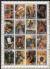 Ajman 1972 Life of Christ (Paintings) perf set of 16 cto used, Mi 2797-2812A, stamps on arts, stamps on religion