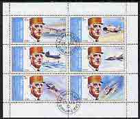 Sharjah 1972 Charles de Gaulle perf sheetlet containing set of 6 fine cto used, Mi 882-87, stamps on personalities, stamps on constitutions, stamps on aviation, stamps on concorde, stamps on helicopters, stamps on rescue, stamps on personalities, stamps on de gaulle, stamps on  ww1 , stamps on  ww2 , stamps on militaria
