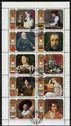 Sharjah 1972 Sapporo Winter Olympics (Paintings) perf set of 10 cto used, Mi 953-62A*, stamps on arts, stamps on flags, stamps on olympics, stamps on sport, stamps on hals, stamps on ingres, stamps on boucher, stamps on durer