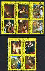 Manama 1972 Famous Paintings #3 perf set of 10 cto used, Mi 960A-I, stamps on arts
