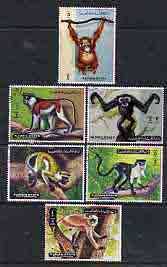 Ajman 1973 Monkeys perf set of 6 cto used, Mi 2925-30*, stamps on animals, stamps on apes