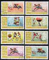 Ajman 1967 Mexico Olympics perf set of 8 cto used, Mi 189-96A, stamps on , stamps on  stamps on sport, stamps on  stamps on olympics, stamps on  stamps on canoeing, stamps on  stamps on hurdles, stamps on  stamps on show-jumping, stamps on  stamps on football, stamps on  stamps on boxing, stamps on  stamps on horses