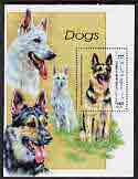 Somalia 1999 Dogs perf m/sheet unmounted mint, stamps on dogs, stamps on  gsd , stamps on 