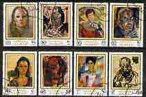 Ajman 1970 Portraits by Rutsch perf set of 8 cto used, Mi 702-709*, stamps on , stamps on  stamps on arts, stamps on  stamps on picasso, stamps on  stamps on personalities, stamps on  stamps on dali