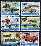 Manama 1972 Cars (Past & Present) perf set of 6 cto used, Mi 946-51, stamps on , stamps on  stamps on cars, stamps on  stamps on rolls royce, stamps on  stamps on ford, stamps on  stamps on bentley, stamps on  stamps on alfa-romeo
