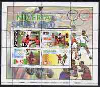 Nigeria 2000 Sydney Olympic Games perf m/sheet unmounted mint, SG MS 763, stamps on , stamps on  stamps on olympics, stamps on  stamps on sport, stamps on  stamps on boxing, stamps on  stamps on weightlifting, stamps on  stamps on weights, stamps on  stamps on football