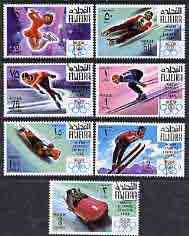 Fujeira 1968 Grenoble Winter Olympics perf set of 7 cto used, Mi 214-20A, stamps on sport, stamps on bobsled, stamps on skating, stamps on skiing, stamps on olympics