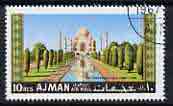 Ajman 1967 Taj Mahal 10r perf cto used, Mi 180A*, stamps on buildings, stamps on tourism, stamps on death