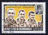 Aden - Qu'aiti 1967 Apollo 1 Astronauts 500f cto used, Mi 141A*, stamps on , stamps on  stamps on space, stamps on  stamps on apollo