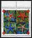 Micronesia 1996 Starfishes set of four in setenant block unmounted mint, SG 490a, stamps on marine life, stamps on starfish