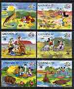 Grenada 1988 Sydpex 88 & 60th Birthday of Mickey Mouse set to 10c only unmounted mint, SG 1821-26, stamps on disney, stamps on animals, stamps on stamp exhibitions