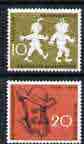Germany - West 1958 Death Anniversary of Wilhelm Busch (writer & illustrator) perf set of 2 unmounted mint, SG 1200-01, stamps on , stamps on  stamps on literature, stamps on  stamps on children, stamps on  stamps on cartoons