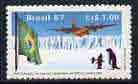 Brazil 1987 Air Force Participation in Brazilian Antarctic Programme unmounted mint, SG 2269, stamps on polar, stamps on penguins, stamps on aviation, stamps on flags