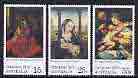 Australia 1978 Christmas set of 3 paintings unmounted mint, SG 696-98, stamps on christmas, stamps on arts, stamps on van eyck, stamps on marmion, stamps on del vega