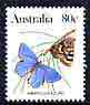 Australia 1981-83 Amaryllis Azure butterfly 80c from Wildlife def set unmounted mint, SG 802*, stamps on butterflies