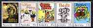 Australia 1985 Classic Australian Children's Books se-tenant strip of 5 unmounted mint, SG 982a, stamps on , stamps on  stamps on children, stamps on  stamps on fairy tales, stamps on  stamps on fairies, stamps on  stamps on penguins, stamps on  stamps on dogs, stamps on  stamps on koala bears, stamps on  stamps on cats, stamps on  stamps on literature