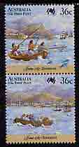 Australia 1987 Bicentenary of Australian Settlement (7th series) First fleet at Tenerife 36c se-tenant pair unmounted mint, SG 1064a, stamps on ships, stamps on fish, stamps on fishing, stamps on rowing
