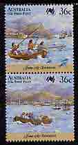 Australia 1987 Bicentenary of Australian Settlement (7th series) First fleet at Tenerife 36c se-tenant pair unmounted mint, SG 1064a, stamps on , stamps on  stamps on ships, stamps on  stamps on fish, stamps on  stamps on fishing, stamps on  stamps on rowing