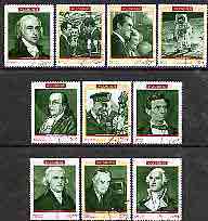 Fujeira 1970 Famous Americans perf set of 10 cto used, Mi 485-94*, stamps on , stamps on  stamps on personalities, stamps on  stamps on americana, stamps on  stamps on constitutions, stamps on  stamps on presidents, stamps on  stamps on lincoln, stamps on  stamps on nixon, stamps on  stamps on kennedy, stamps on  stamps on eisenhower