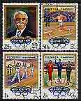 Fujeira 1970 Munich Olympics optd on 75th Anniversary perf set of 4 cto used, Mi 533-36*, stamps on olympics, stamps on torch, stamps on flags