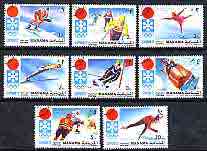 Manama 1971 Sapporo Winter Olympics perf set of 8 cto used, Mi 562-69A*, stamps on sport, stamps on ice hockey, stamps on bobsled, stamps on skiing, stamps on skating, stamps on olympics
