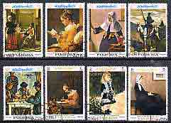 Fujeira 1967 Famous Paintings perf set of 8 cto used, Mi 198-205A , stamps on , stamps on  stamps on arts, stamps on  stamps on games, stamps on  stamps on literature, stamps on  stamps on tobacco