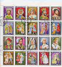 Fujeira 1972 Kings & Queens of France perf set of 20 cto used, Mi 1181-1200A, stamps on royalty