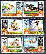 Ras Al Khaima 1970 Munich Olympics perf set of 6 cto used, Mi 384-89A, stamps on sport, stamps on olympics, stamps on running, stamps on diving, stamps on horses, stamps on show jumping, stamps on hurdles, stamps on gymnastics, stamps on high jump, stamps on  gym , stamps on gymnastics, stamps on 