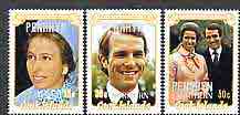 Cook Islands - Penrhyn 1973 Royal Wedding perf set of 3 unmounted mint, SG 53-55*, stamps on royalty, stamps on anne & mark