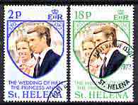 St Helena 1973 Royal Wedding perf set of 2 fine used, SG 295-96, stamps on , stamps on  stamps on royalty, stamps on  stamps on anne & mark