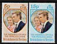 British Antarctic Territory 1973 Royal Wedding perf set of 2 unmounted mint, SG 59-60, stamps on royalty, stamps on anne & mark