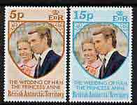 British Antarctic Territory 1973 Royal Wedding perf set of 2 unmounted mint, SG 59-60, stamps on , stamps on  stamps on royalty, stamps on  stamps on anne & mark