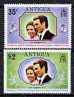 Antigua 1973 Royal Wedding perf set of 2 unmounted mint, SG 370-71, stamps on , stamps on  stamps on royalty, stamps on  stamps on anne & mark