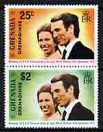 Grenada - Grenadines 1973 Royal Wedding perf set of 2 unmounted mint, SG 1-2, stamps on royalty, stamps on anne & mark