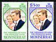 Montserrat 1973 Royal Wedding perf set of 2 unmounted mint, SG 322-23, stamps on royalty, stamps on anne & mark