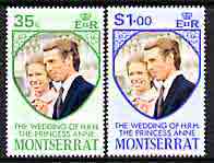 Montserrat 1973 Royal Wedding perf set of 2 unmounted mint, SG 322-23, stamps on , stamps on  stamps on royalty, stamps on  stamps on anne & mark