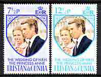 Tristan da Cunha 1973 Royal Wedding perf set of 2 unmounted mint, SG 186-87, stamps on , stamps on  stamps on royalty, stamps on  stamps on anne & mark