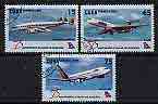 Cuba 2004 75th Anniversary of Cubana de Aviacion perf set of 3 cto used*, stamps on aviation